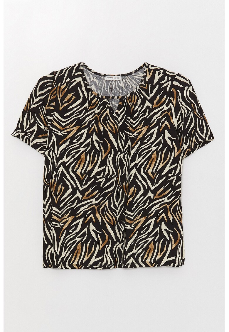 Bluza cu animal print si maneci scurte