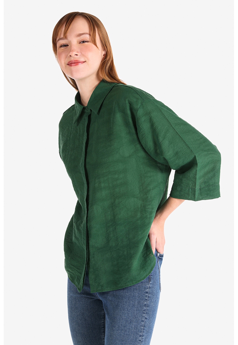 Camasa din amestec de lyocell cu maneci trei sferturi