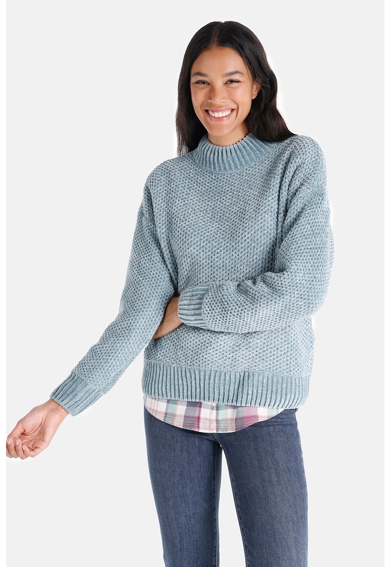 Pulover din tricot cu decolteu la baza gatului