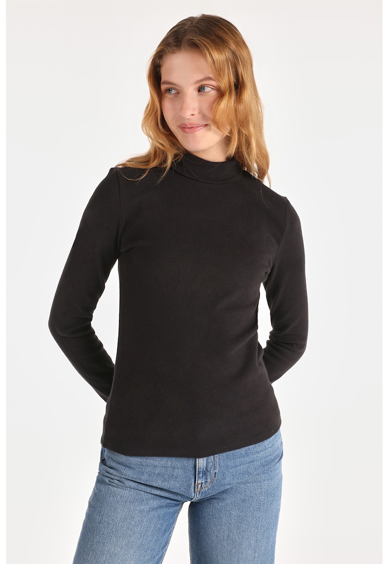 Bluza din amestec de bumbac cu guler inalt