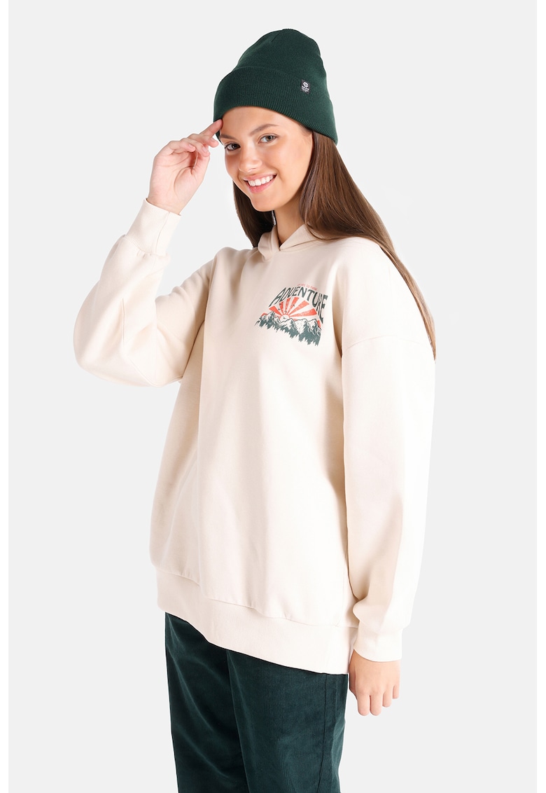 Hanorac din amestec de bumbac cu maneci cazute