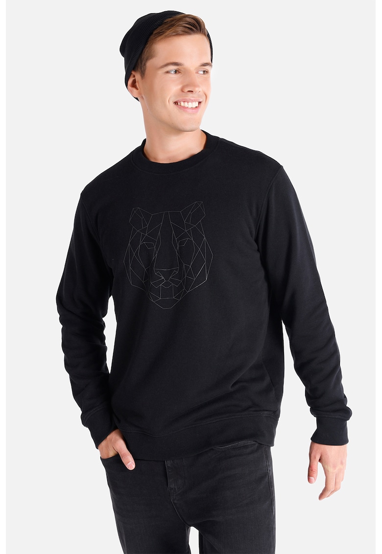 Bluza sport cu decolteu la baza gatului si imprimeu