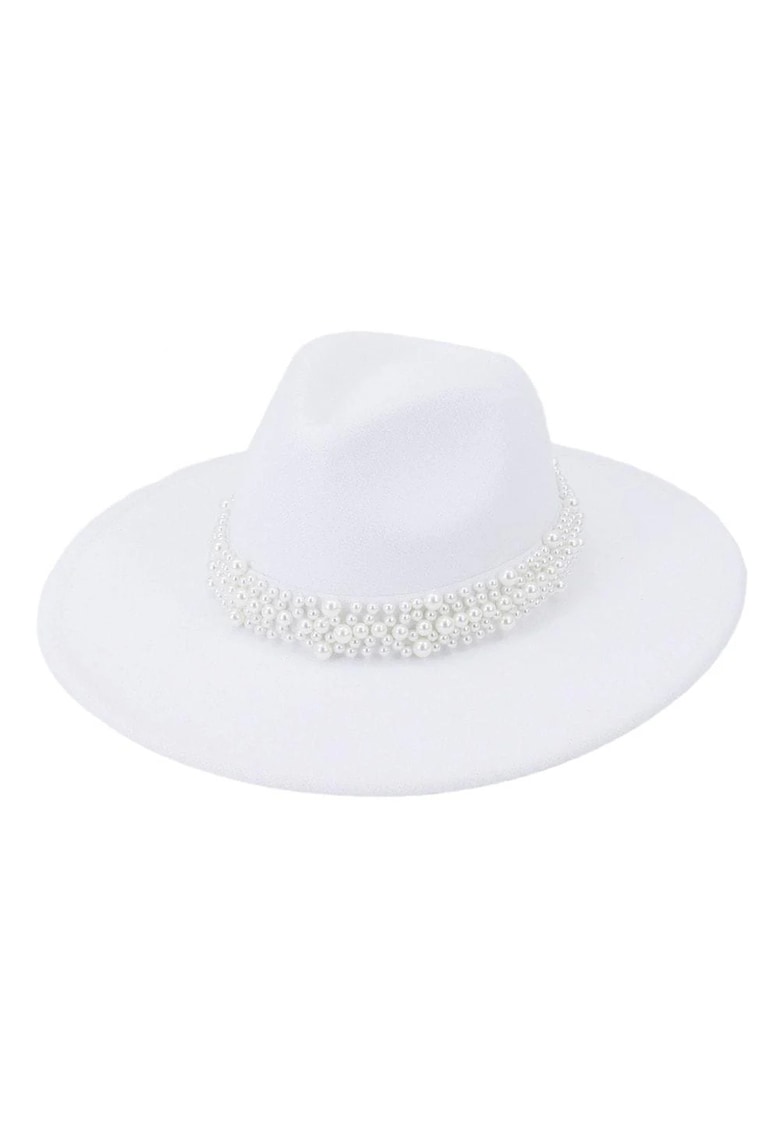 Palarie dama - cu bor lat si perle - Danica - Palarie dama - cu bor lat si perle - Danica -