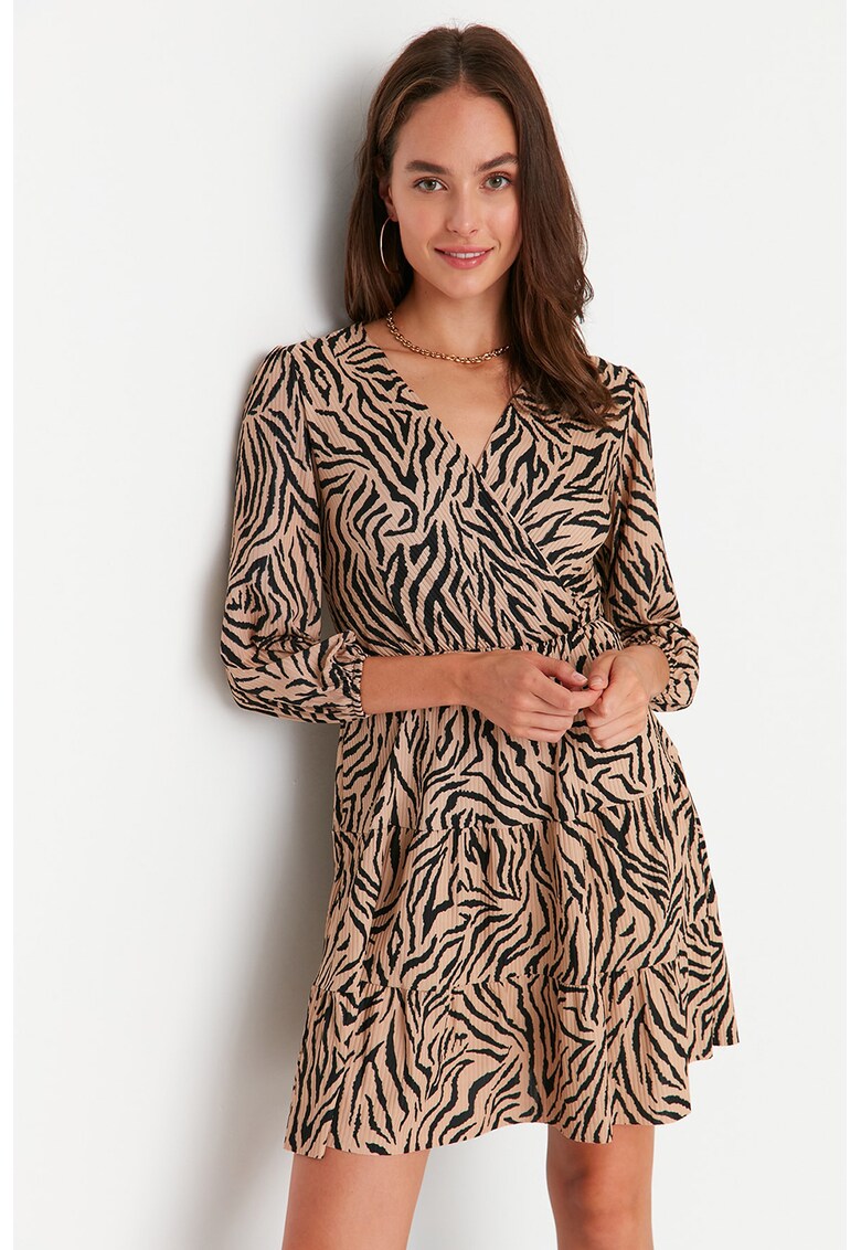 Rochie mini cu model si aspect striat