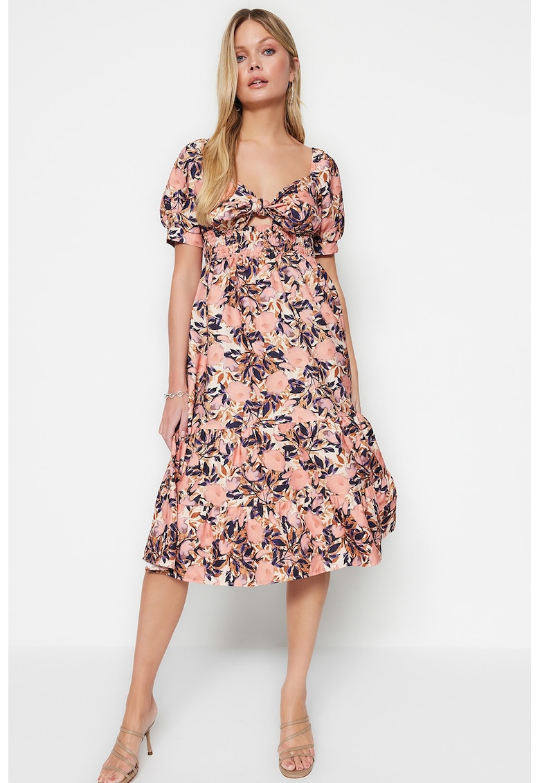 Rochie midi cu imprimeu si croiala A