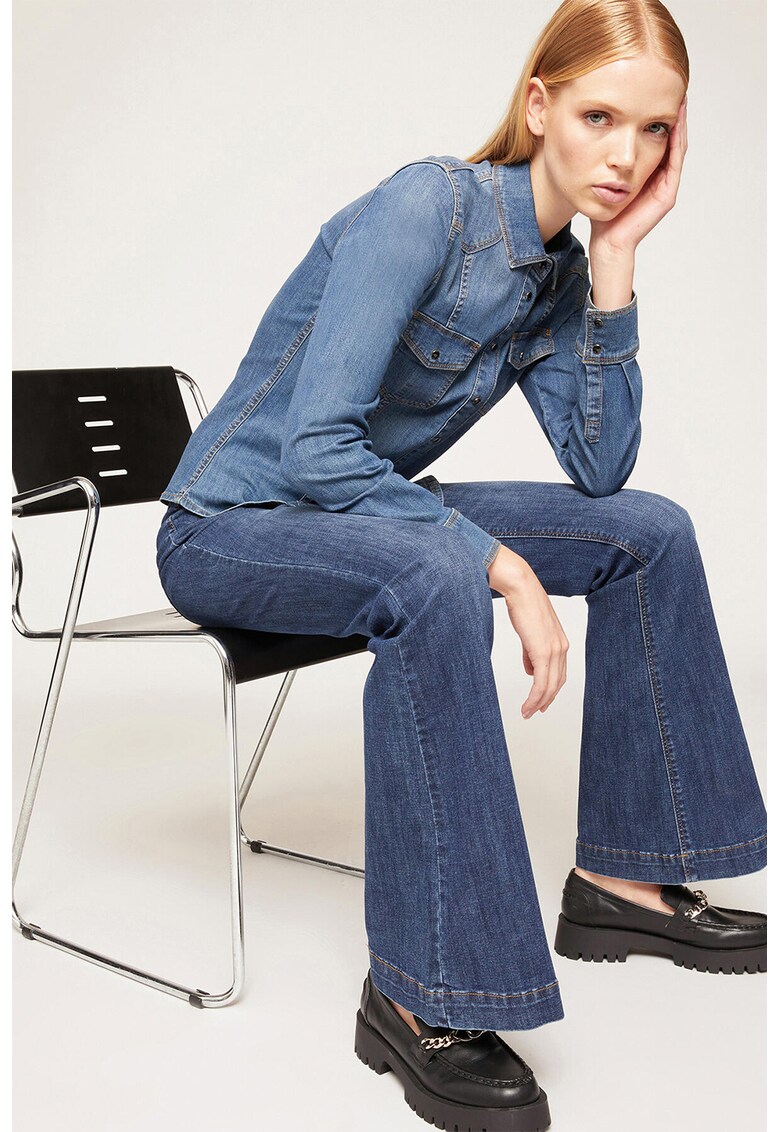 Camasa din denim cu buzunare cu clapa
