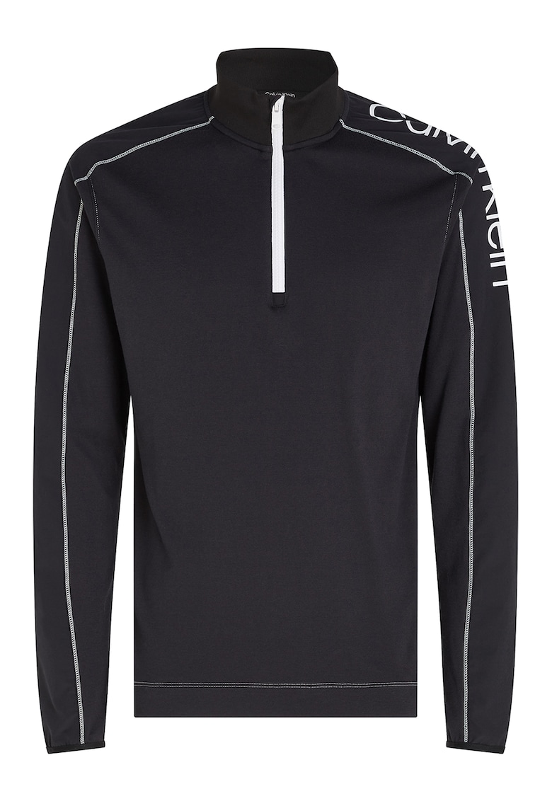 Bluza sport cu imprimeu logo si fenta cu fermoar - pentru fitness