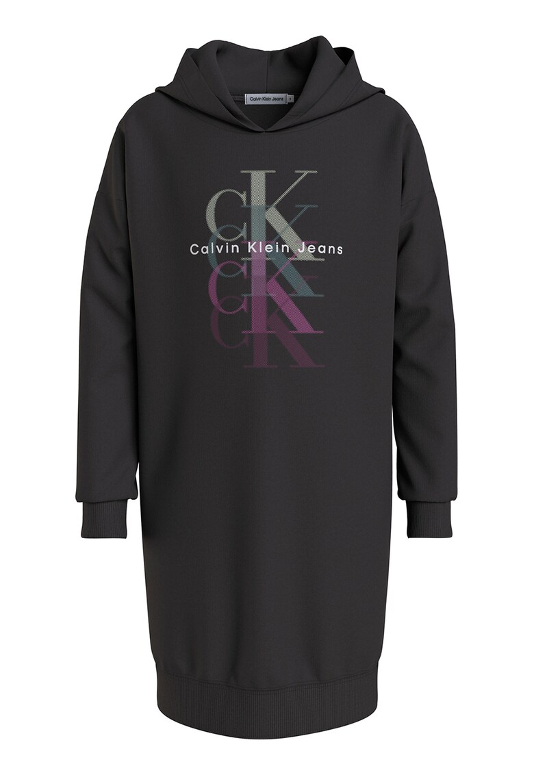 Calvin Klein Rochie-hanorac din amestec de bumbac organic cu imprimeu logo