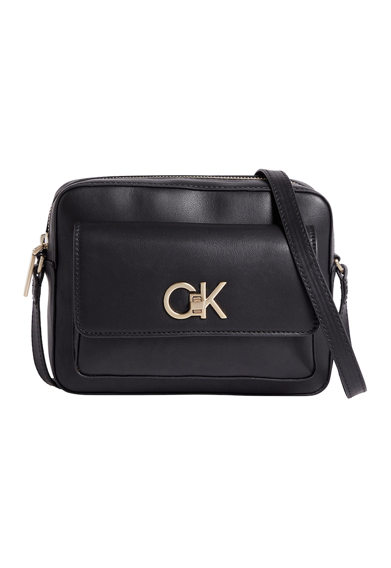Calvin Klein Geanta crossbody de piele ecologica Re-Lock - Negru lucios