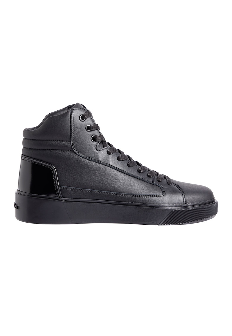 Calvin Klein Pantofi sport mid-high uni de piele - Negru