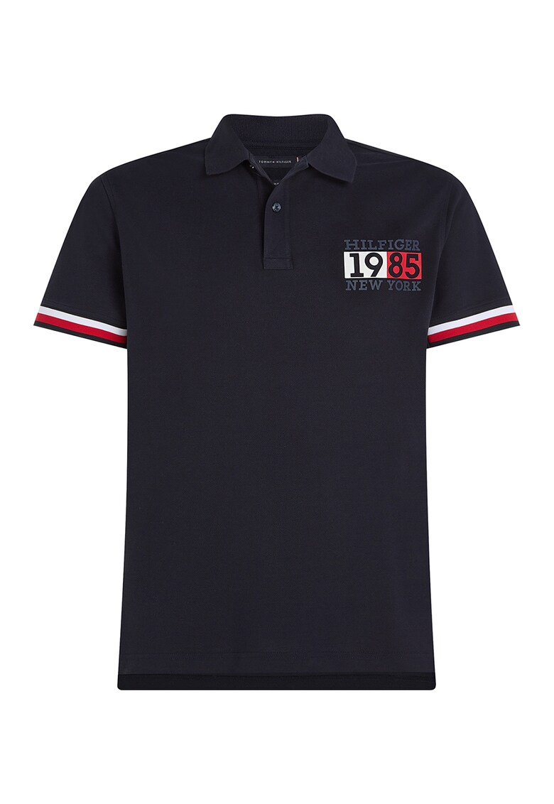 Tricou polo slim fit cu imprimeu