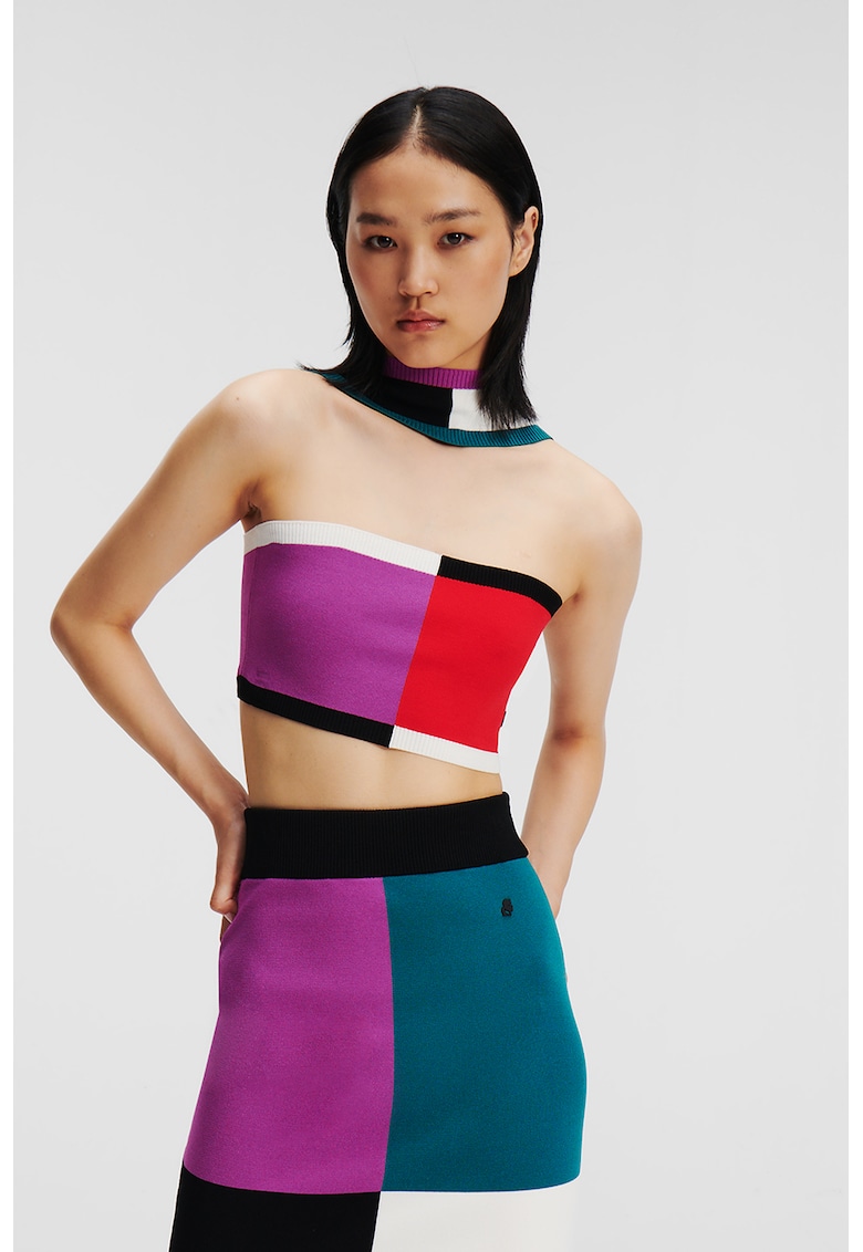 Top crop cu model colorblock