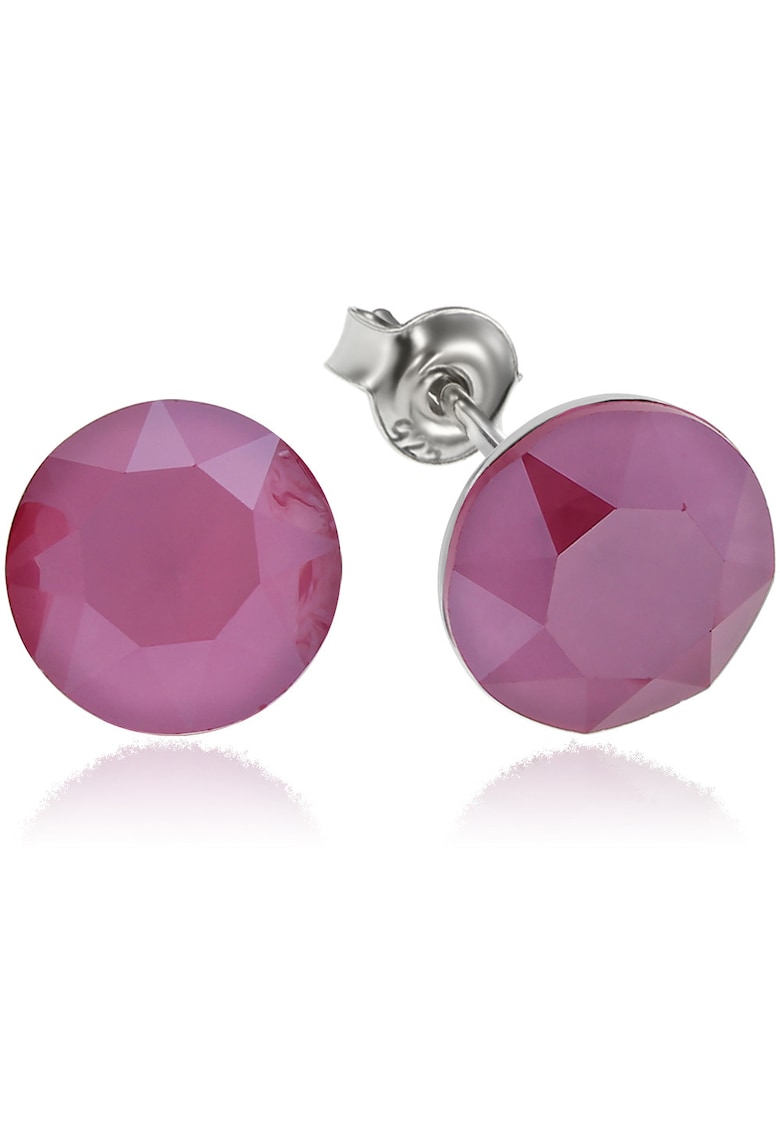 Cercei Argint 925 placat cu rodiu cu cristale Swarovski® Xirius 8mm - Roz mat