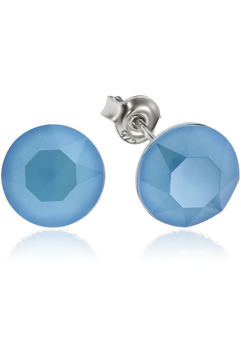Cercei Argint 925 placat cu rodiu cu cristale Swarovski® Xirius 8mm - Albastru mat