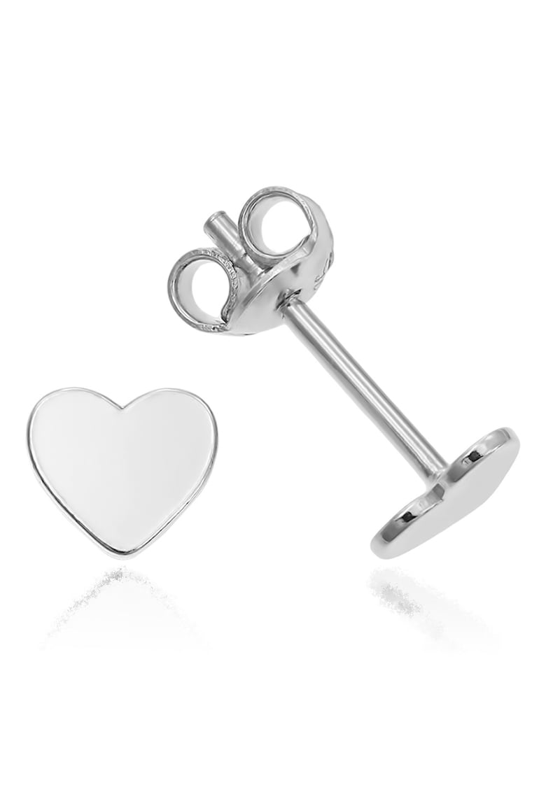 Cercei Argint 925 placat cu rodiu Heart 6mm Surub