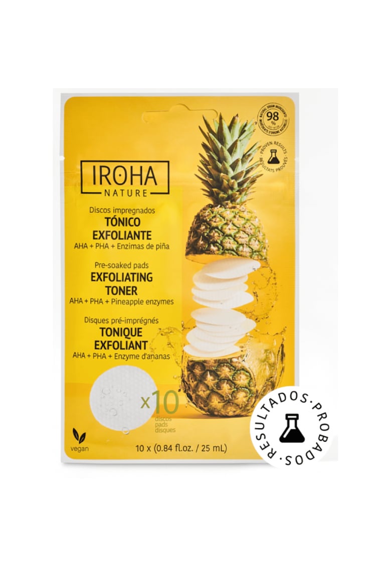 Dischete exfoliante pentru fata cu 1% AHA 1% PHA si ananas -  10 bucati