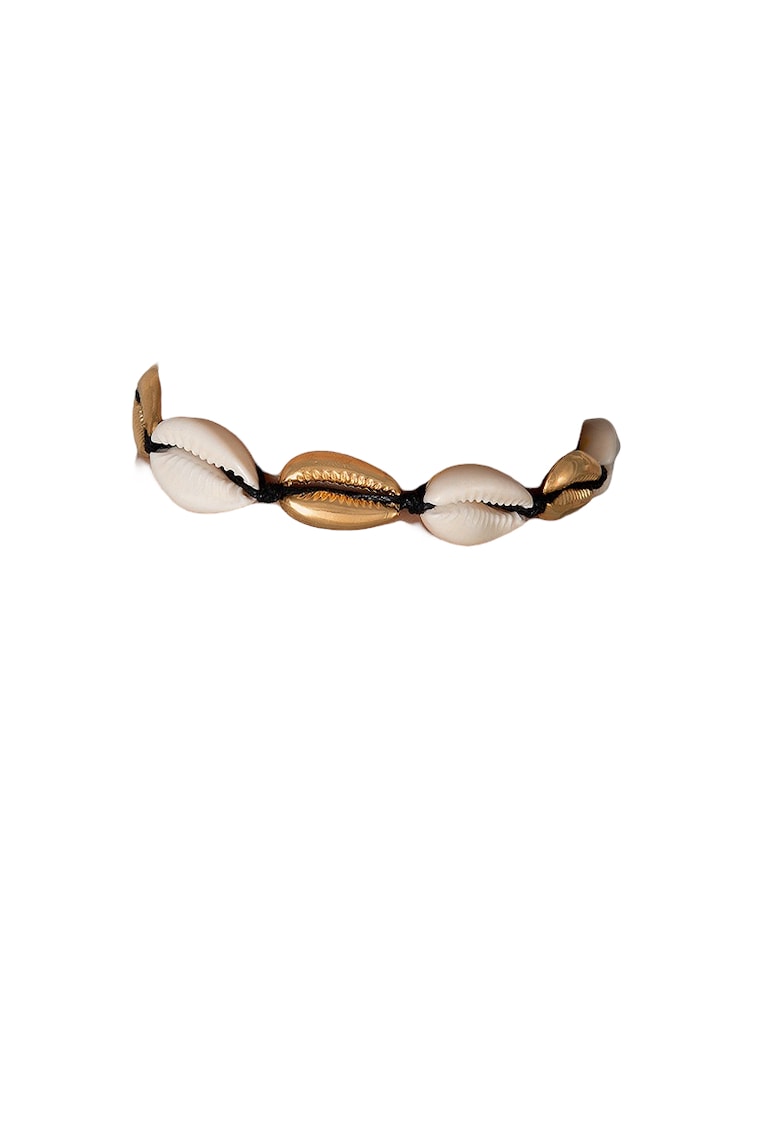 Bratara de picior - neagra - cu scoici aurii - Gauda C18 -