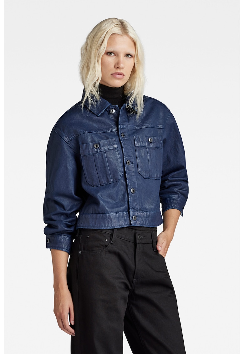 Jacheta crop din denim Utility