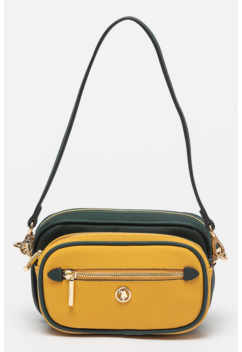 Geanta crossbody de piele ecologica cu aspect contrastant