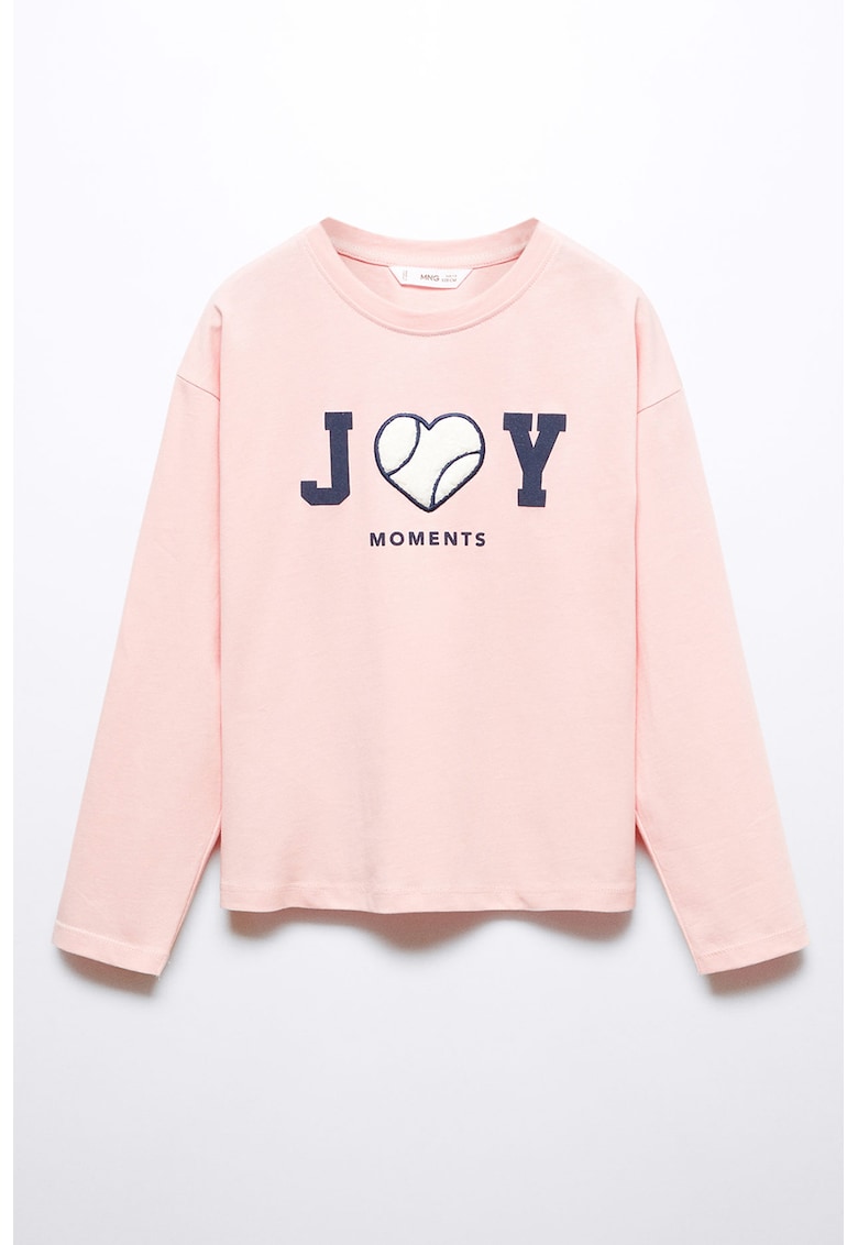 Bluza de bumbac cu imprimeu text joy