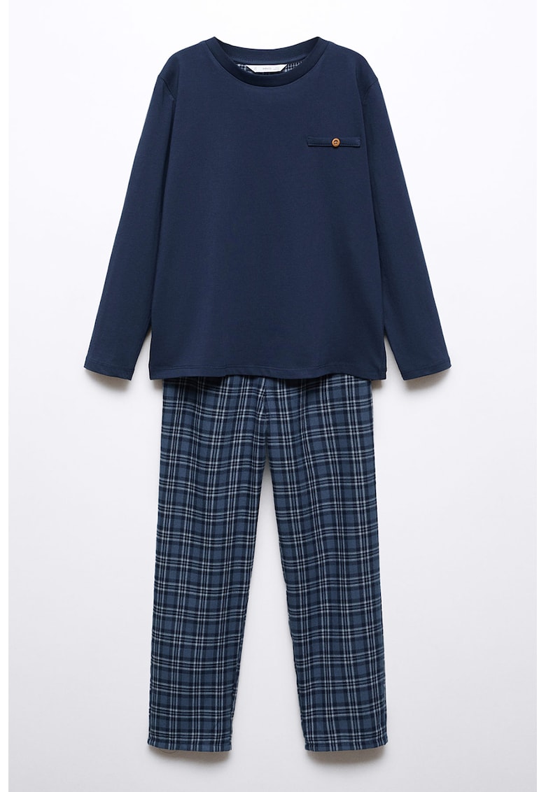 Pijama cu pantaloni lungi si model in carouri Victor