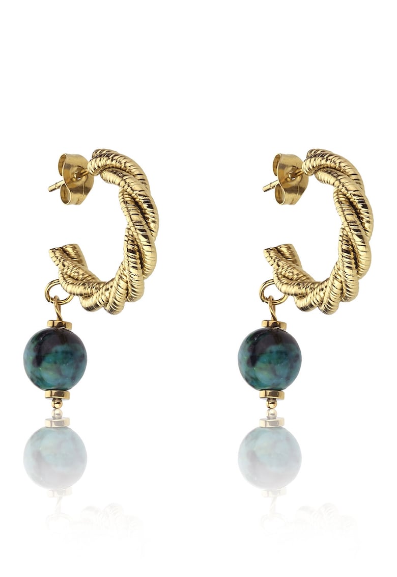 Cercei drop semirotunzi cu tija