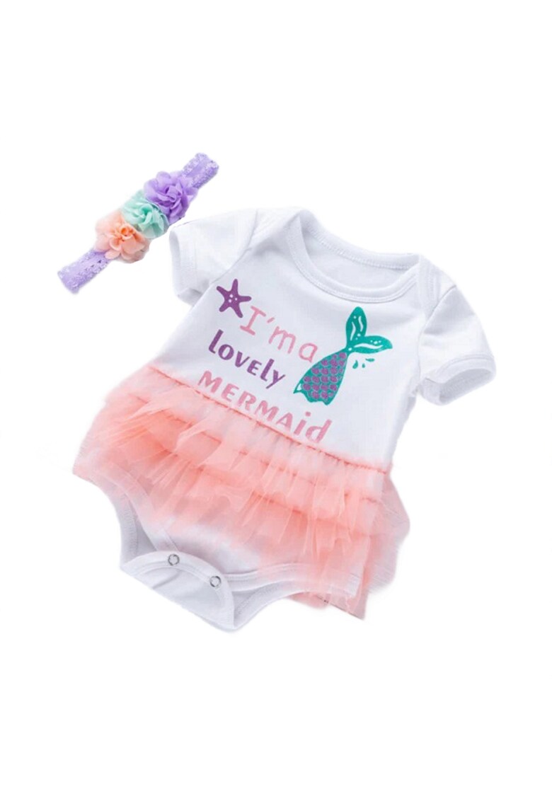 Set Body Si Bentita Model Mermaid - Cu Tulle - Fete - Capse - Maneca scurta - Multicolor