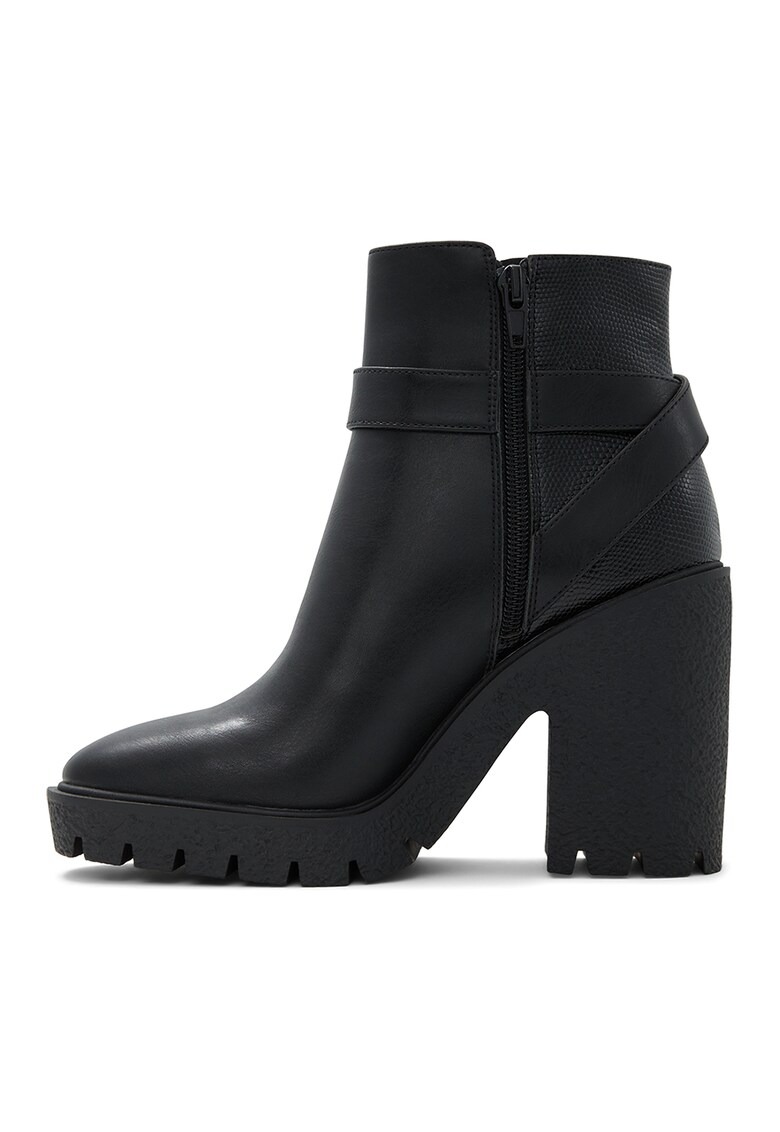 Botine de piele ecologica cu toc masiv Larah