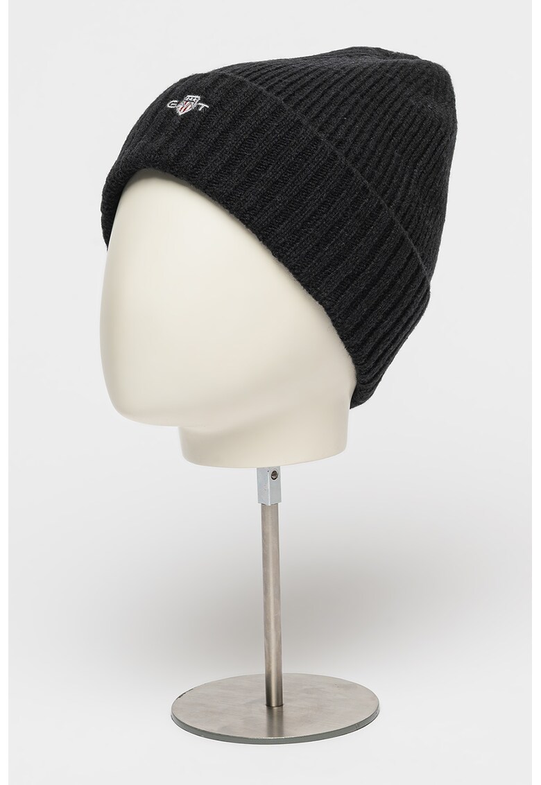 Caciula din amestec de lana cu aspect striat Shield - Negru