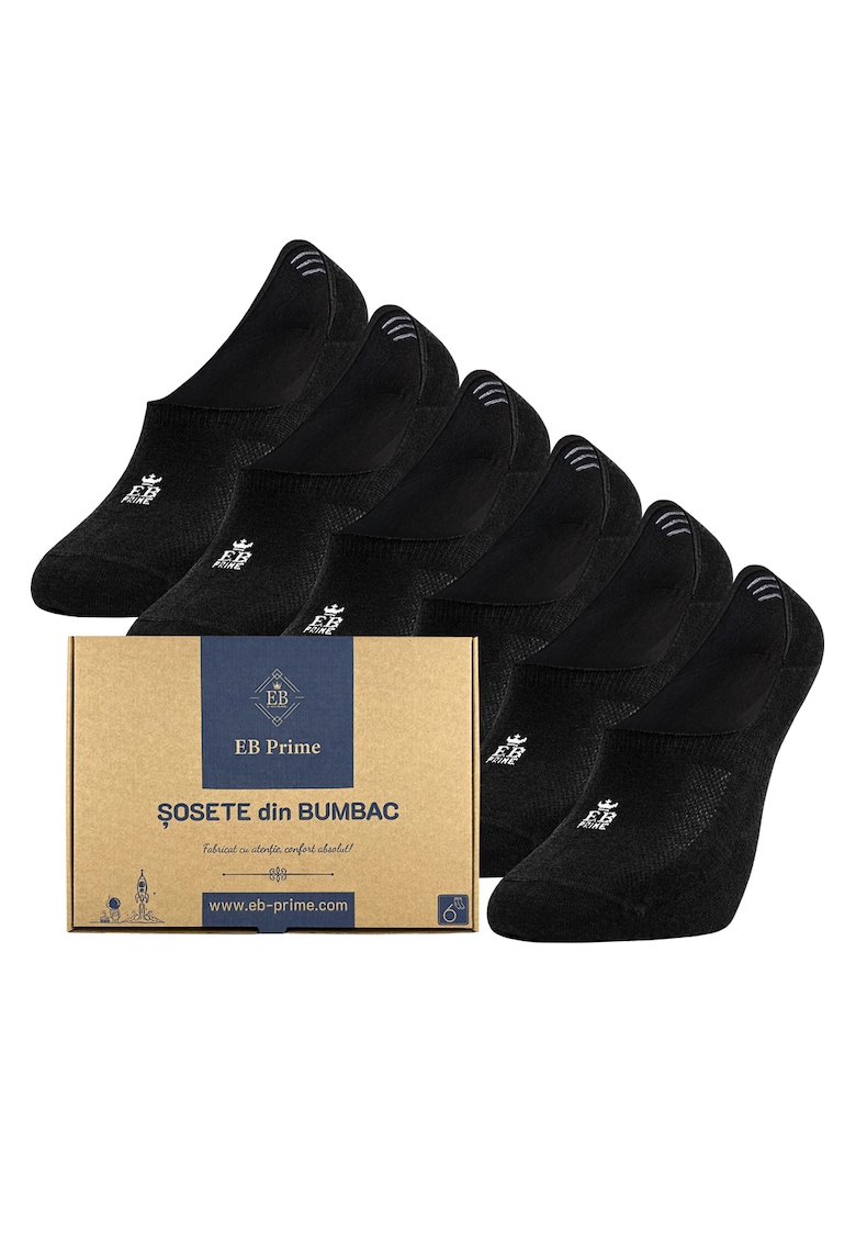 Set 6 perechi -  Sosete Talpici din Bumbac pieptanat pentru Barbati si Femei