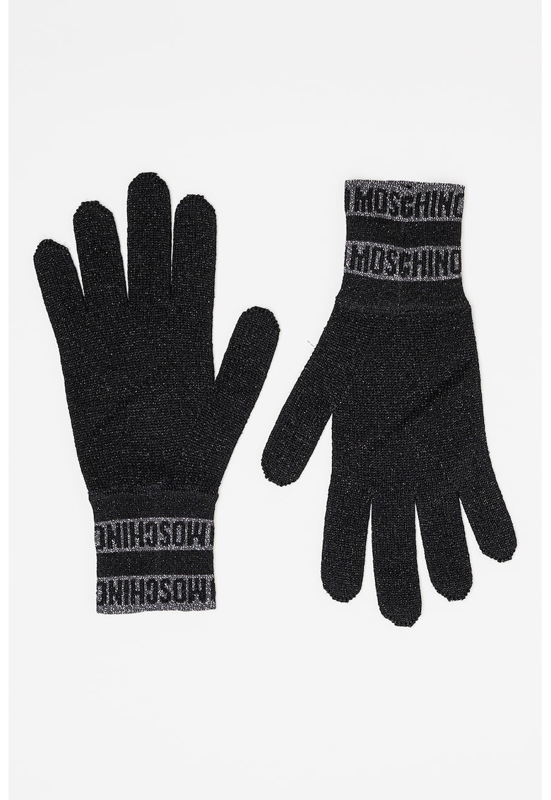 Бляскави ръкавици с десен с лого