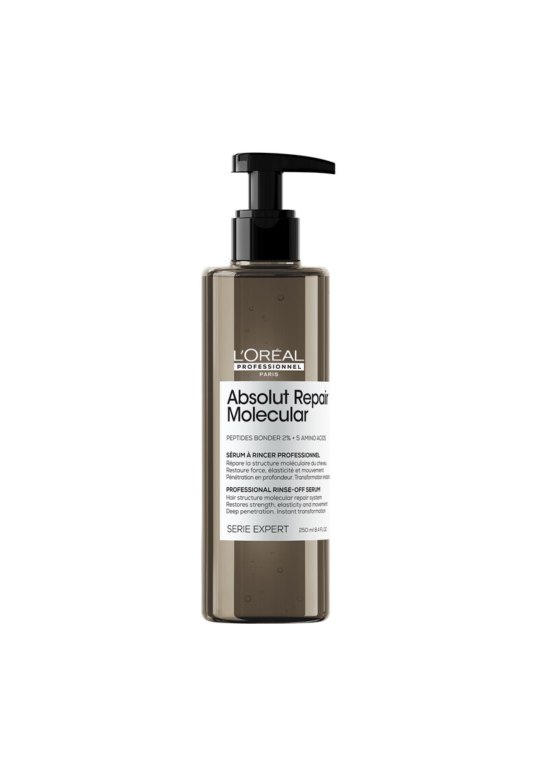 Serum profesional pentru par deteriorat l’oreal professionnel serie expert absolut repair molecular - care necesita clatire - formulat cu legaturi peptidice si 5 aminoacizi - repara structura macromoleculara a parului - 250 ml