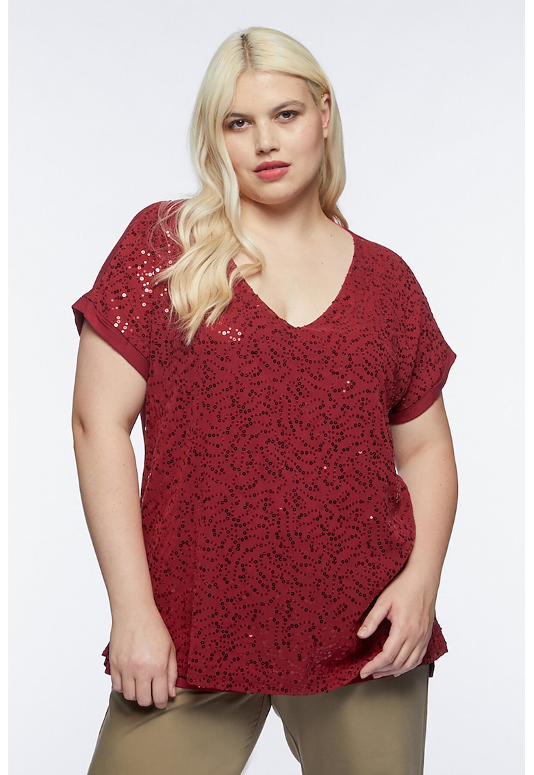 Tricou cu decolteu in V si paiete