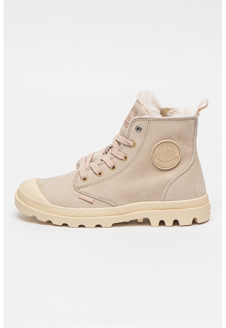 Palladium Ghete de piele nabuc Pampa - Maro taupe deschis