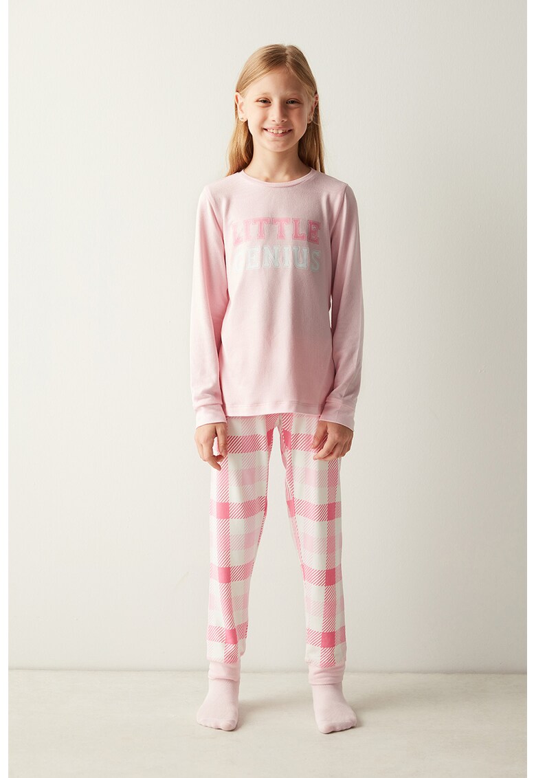 Pijama cu imprimeu si pantaloni lungi