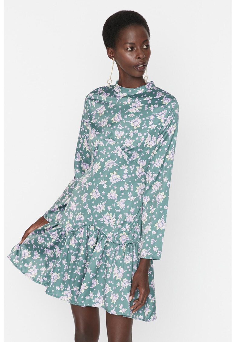 Rochie de satin cu model floral