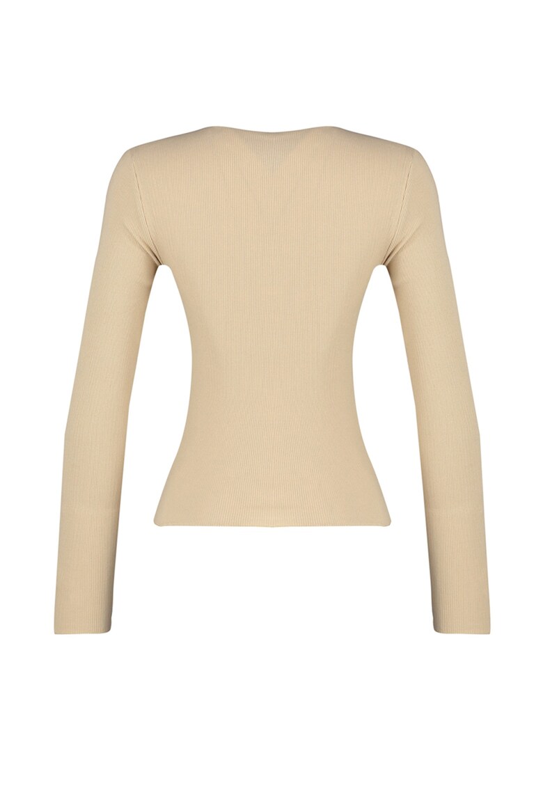 Bluza slim fit cu decolteu la baza gatului