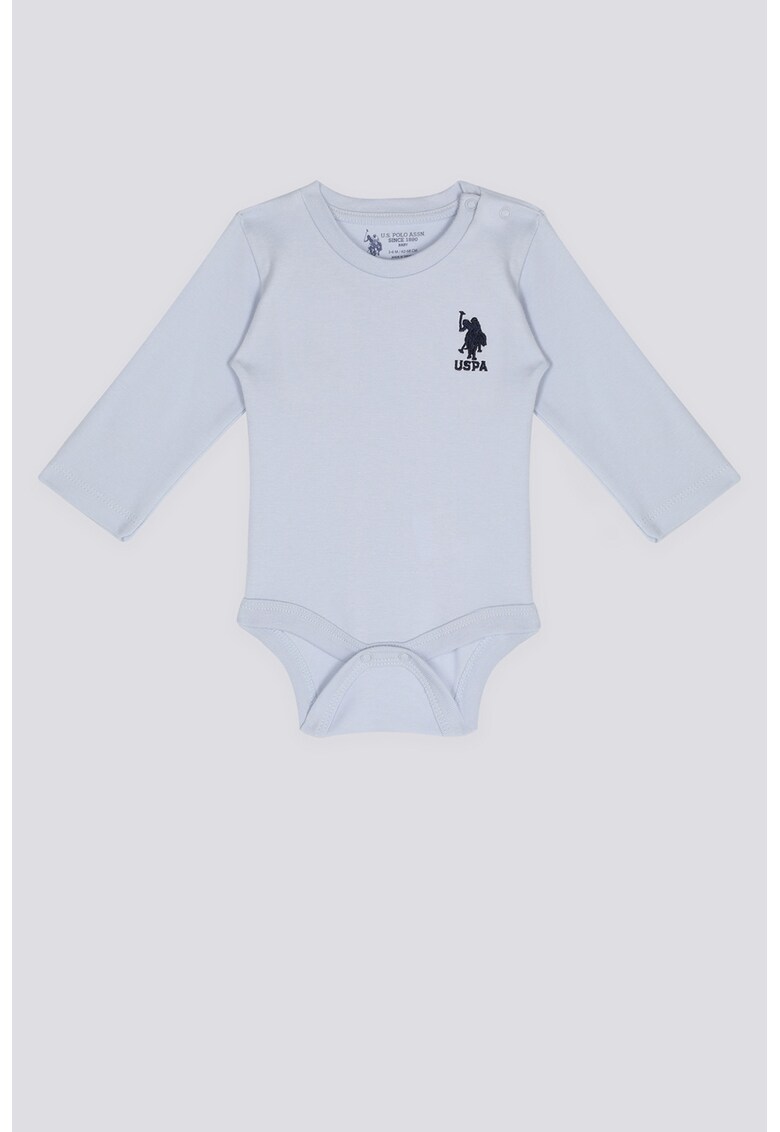 Body de bumbac cu maneci lungi - Albastru glaciar