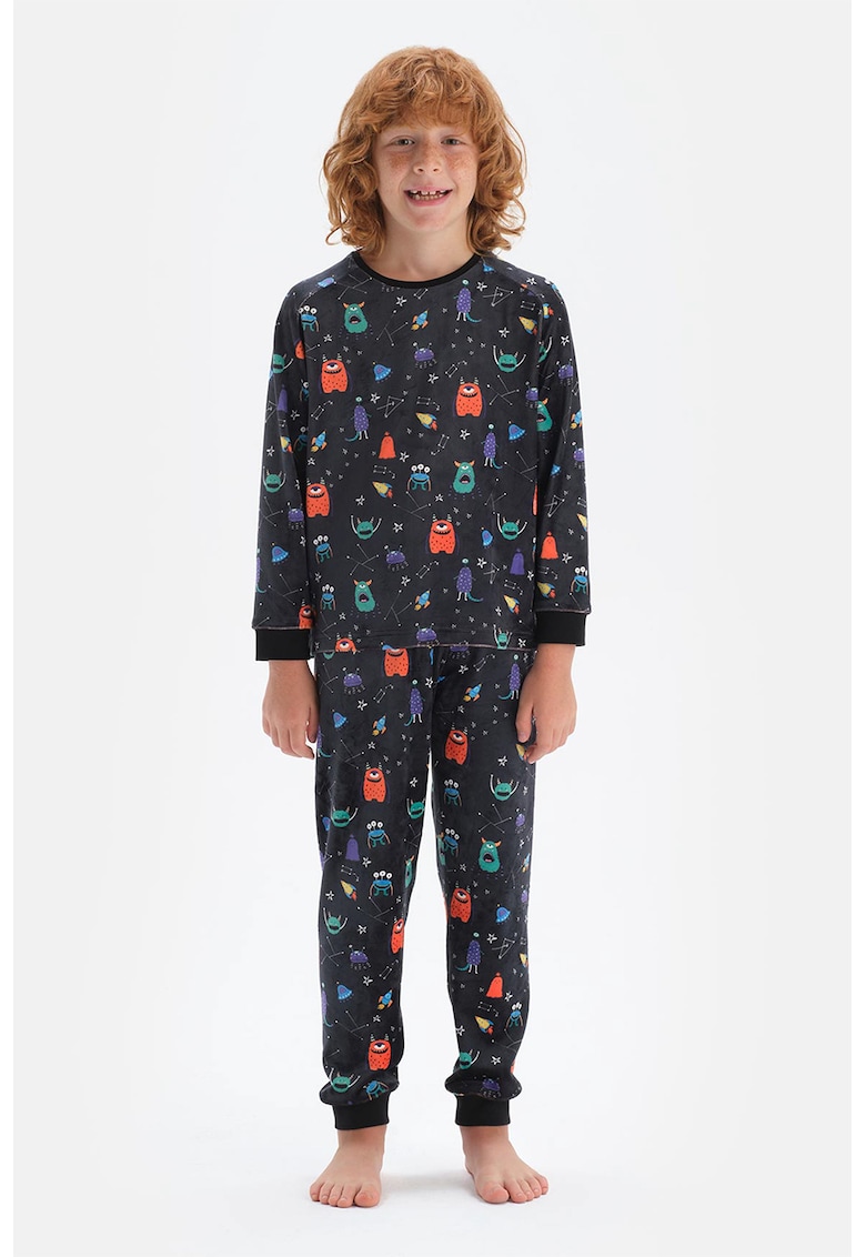 Pijama lunga cu model grafic
