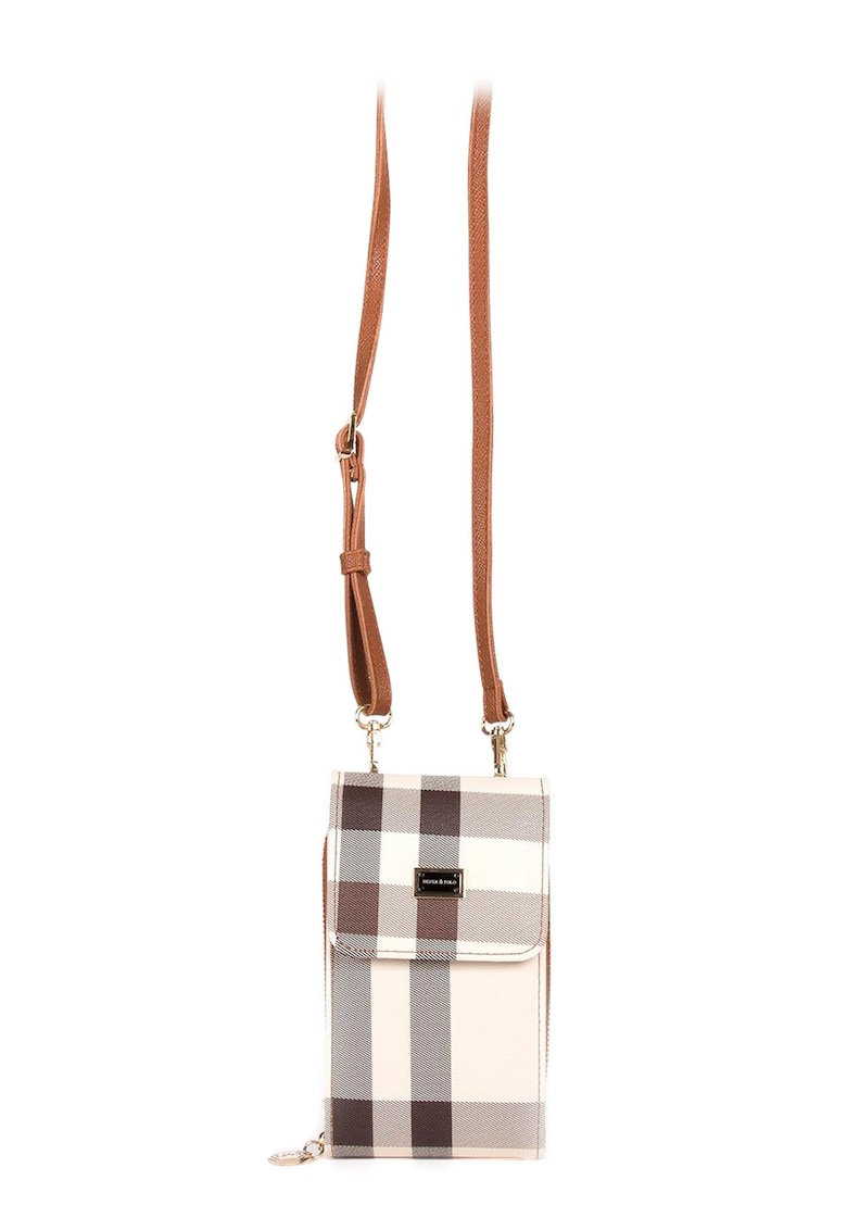 Geanta crossbody de piele ecologica cu model in carouri