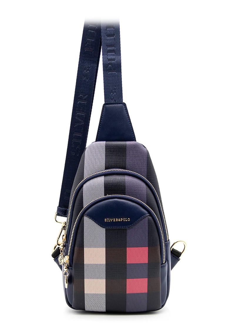 Rucsac de piele ecologica cu o bareta si imprimeu