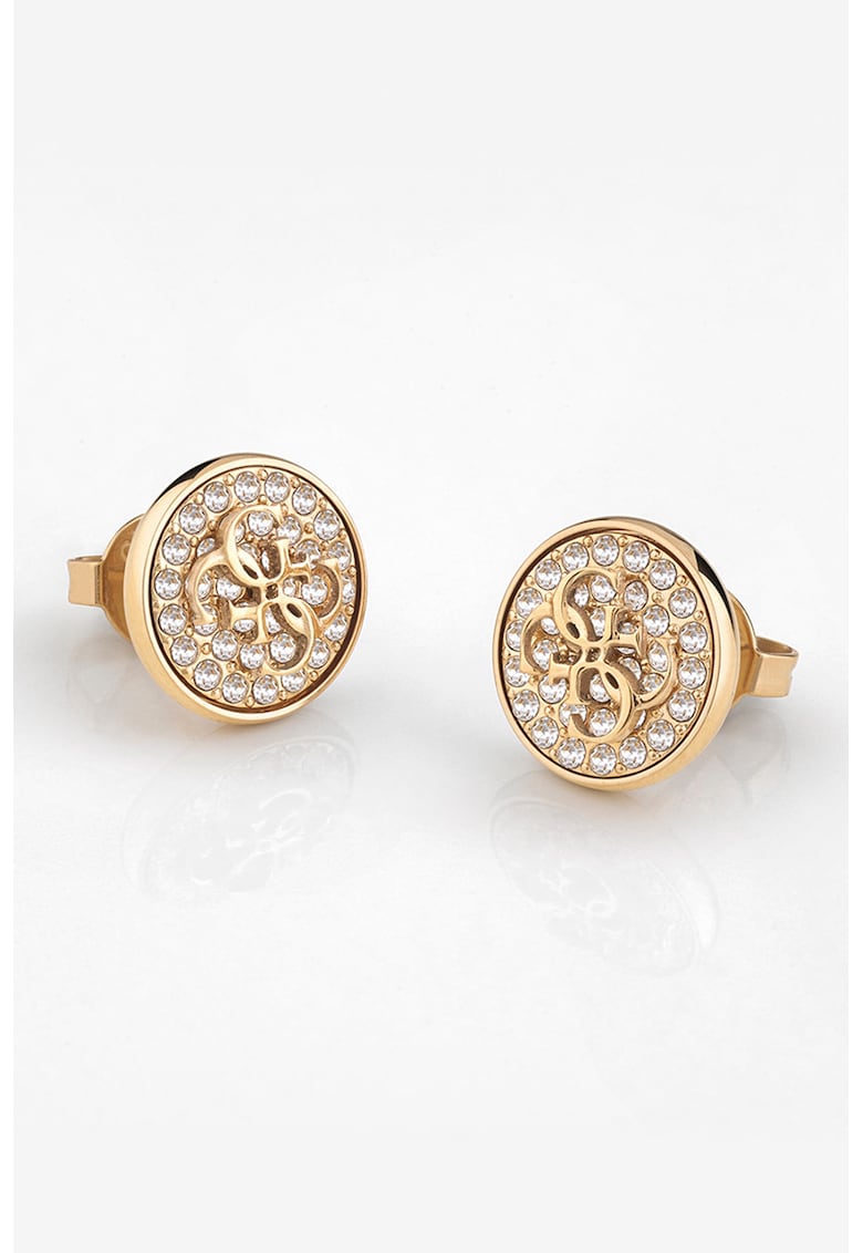 Cercei cu tija si decorati cu cristale - Auriu