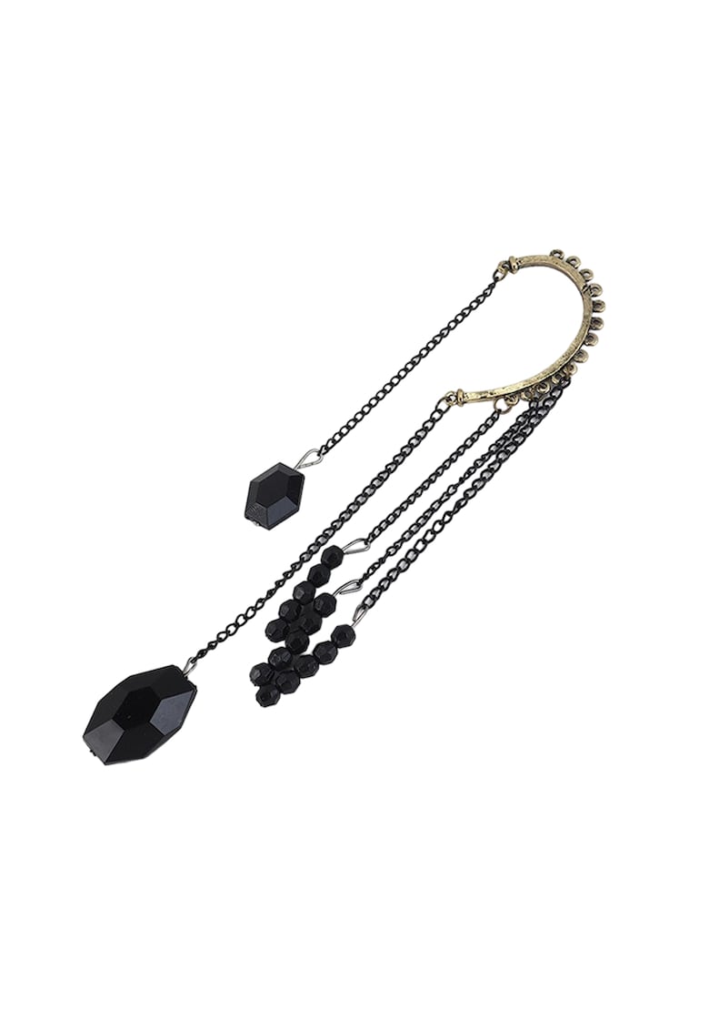 Cercel ear cuff - auriu - cu franjuri si pietre negre - Harman C6 - Cercel ear cuff - auriu - cu franjuri si pietre negre - Harman C6 -