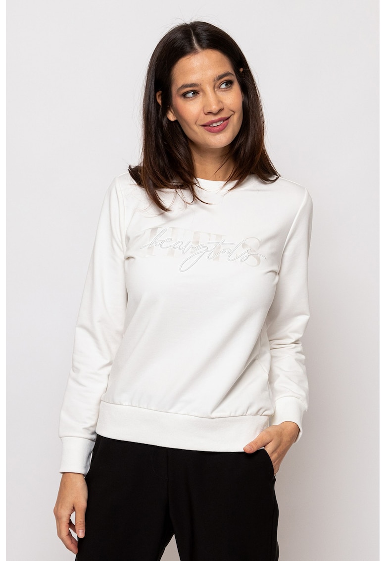Bluza sport cu broderie logo Dame - Alb fildes