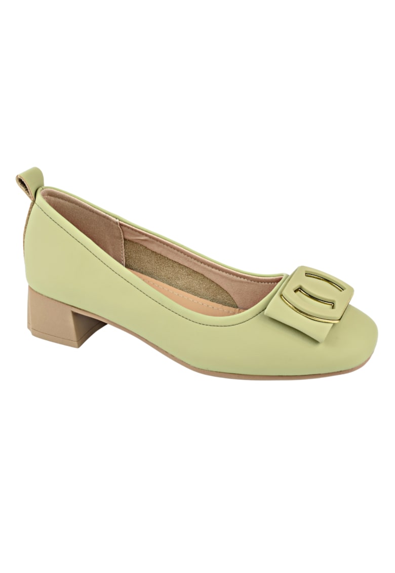 Pantofi casual - dama -  TP5008 verde mat - piele naturala - cu toc