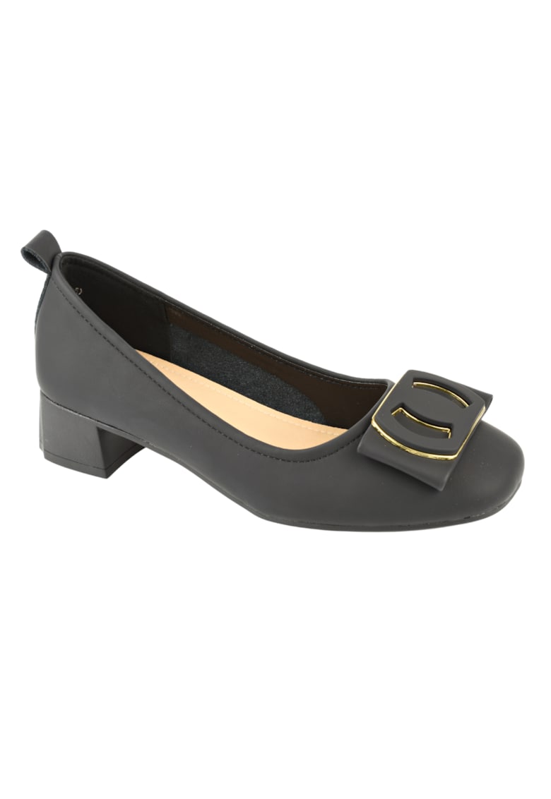 Pantofi casual - dama -  TP5008 negru - piele naturala - cu toc