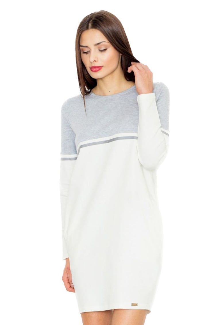 Rochie mini dama Carnwene M510 alb-gri