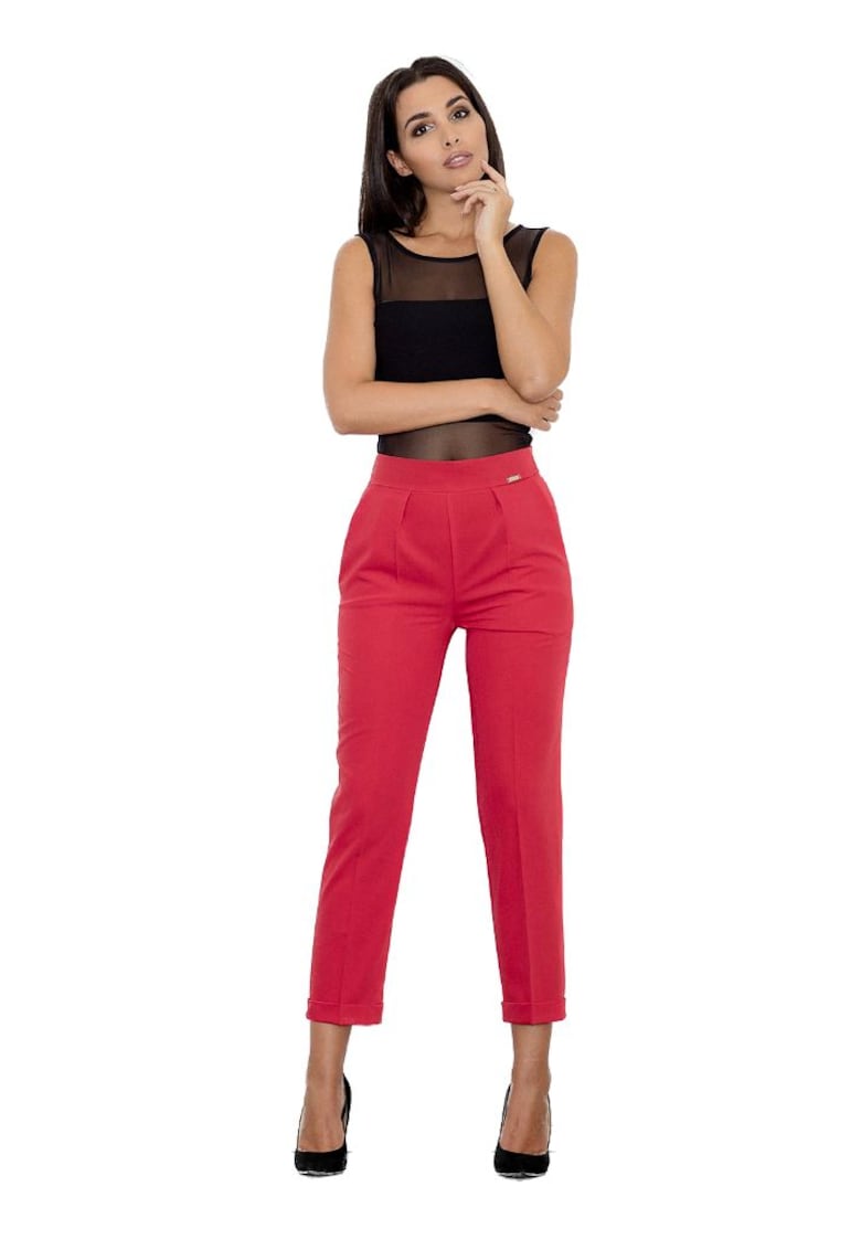 Pantaloni eleganti de dama - Flolydd - rosu - Rosu
