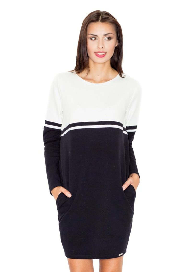 Rochie bumbac - alb-negru Rochie bumbac - alb-negru