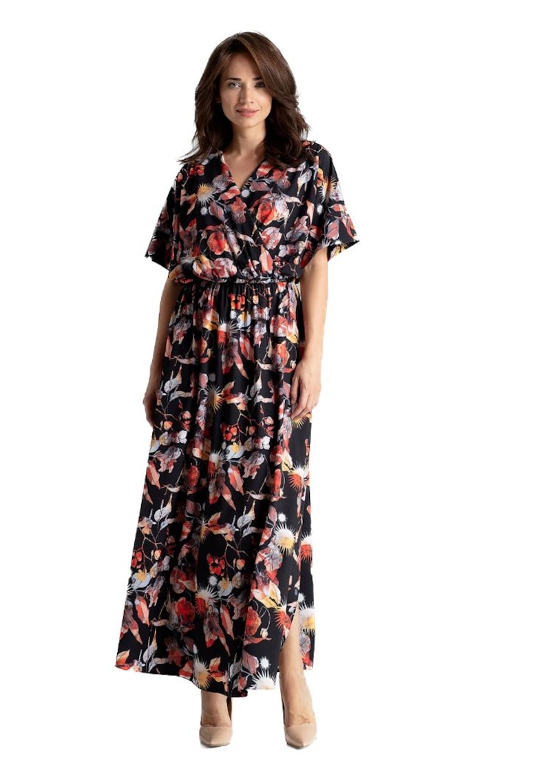 Rochie maxi dama Davide L055 negru rosu